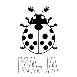 Online izdelana pobarvanka - Pobarvanka imena KAJA in pobarvanka pikapolonice z velikimi tipalkami