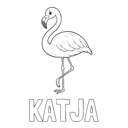 Online izdelana pobarvanka - Pobarvanka imena KATJA in pobarvanka flaminga