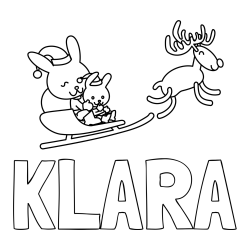 Online izdelana pobarvanka - Pobarvanka imena KLARA in božične sani