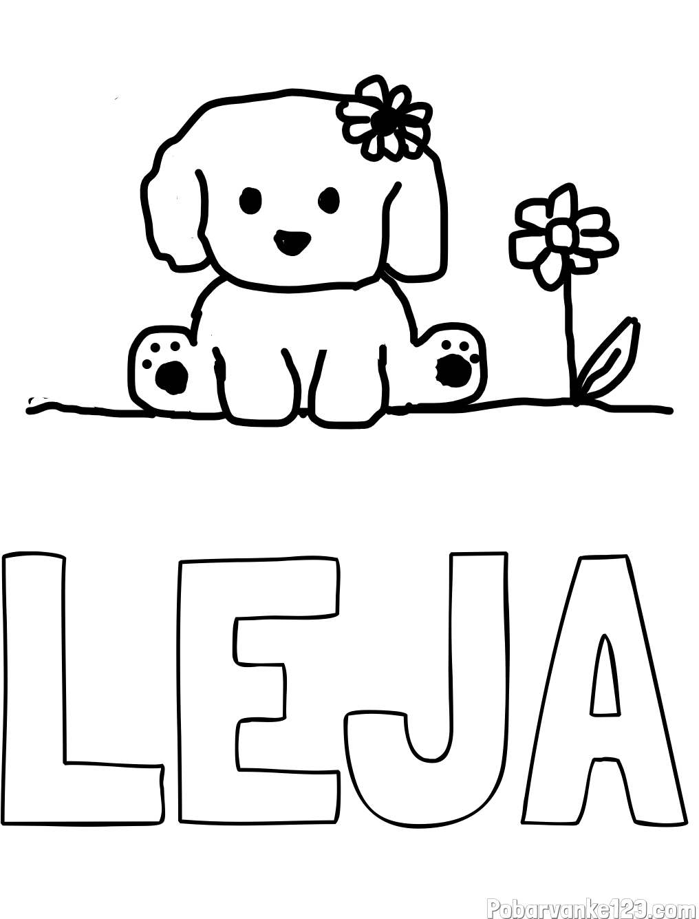 Pobarvanka imena LEJA in KUŽIKA