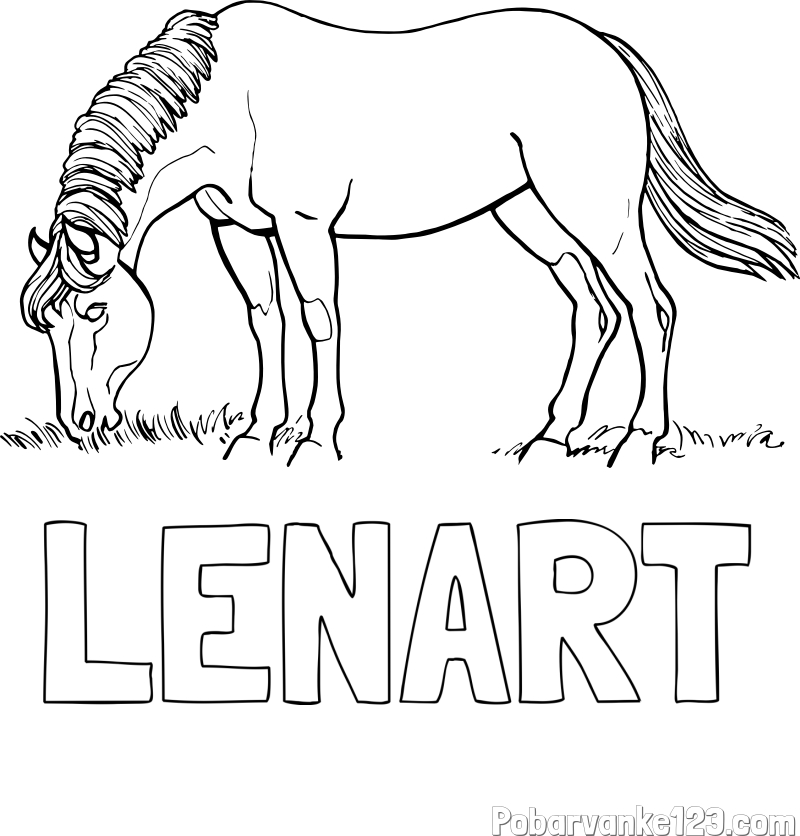 Pobarvanka imena LENART in pobarvanka konja med pašo