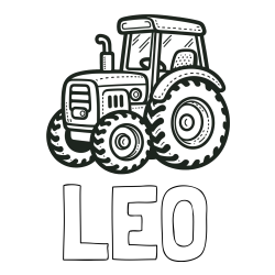Online izdelana pobarvanka - Pobarvanka imena LEO in pobarvanka čudovitega traktorja