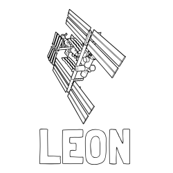 Online izdelana pobarvanka - Pobarvanka imena LEON in pobarvanka mednarodne vesoljske postaje