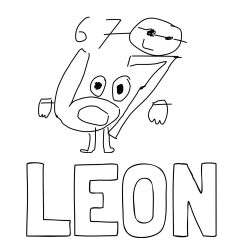 Online izdelana pobarvanka - Pobarvanka imena LEON in six seven