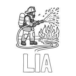 Online izdelana pobarvanka - Pobarvanka imena LIA in pobarvanka gasilca in velikega požara