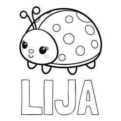 Online izdelana pobarvanka - Pobarvanka imena LIJA in pobarvanka ljubke pikapolonice