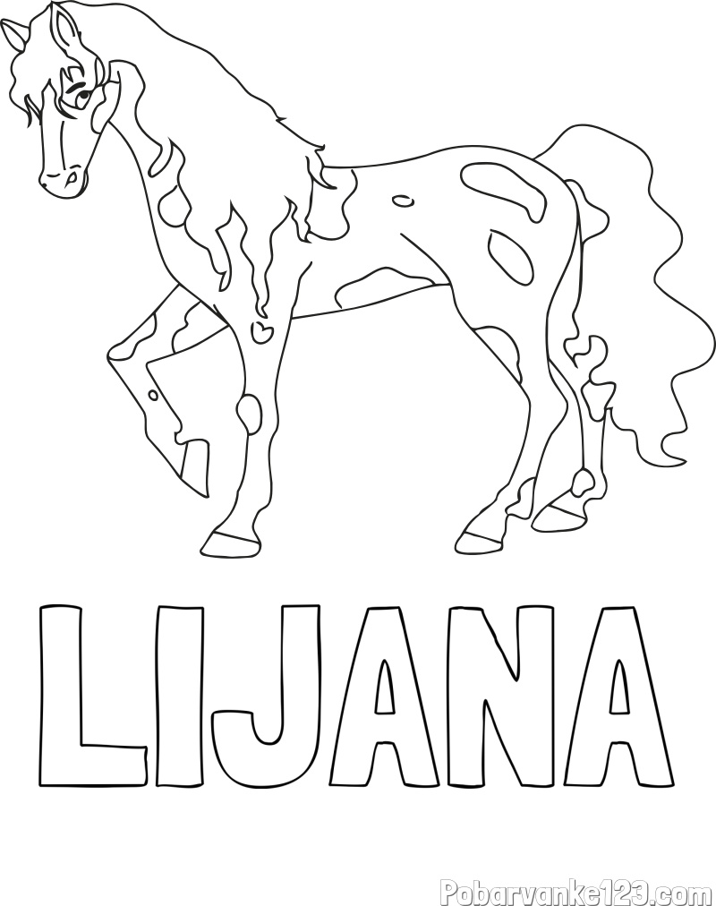 Pobarvanka imena LIJANA in pobarvanka lisastega konja