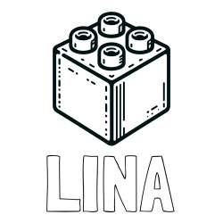Online izdelana pobarvanka - Pobarvanka imena LINA in pobarvanka LEGO kocke