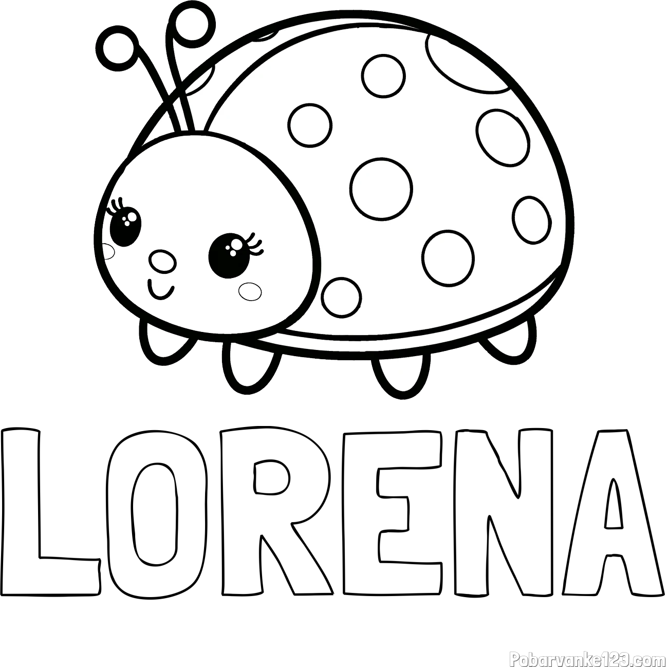 Pobarvanka imena LORENA in pobarvanka ljubke pikapolonice
