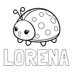 Online izdelana pobarvanka - Pobarvanka imena LORENA in pobarvanka ljubke pikapolonice