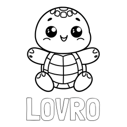 Online izdelana pobarvanka - Pobarvanka imena LOVRO in otroška pobarvanka ljubke in nasmejane želvice