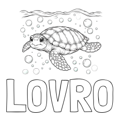 Online izdelana pobarvanka - Pobarvanka imena LOVRO in pobarvanka želve v morju