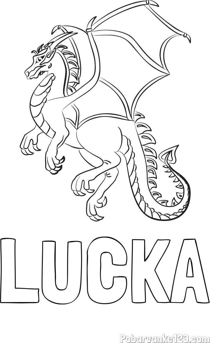 Pobarvanka imena LUČKA in pobarvanka strašnega zmaja