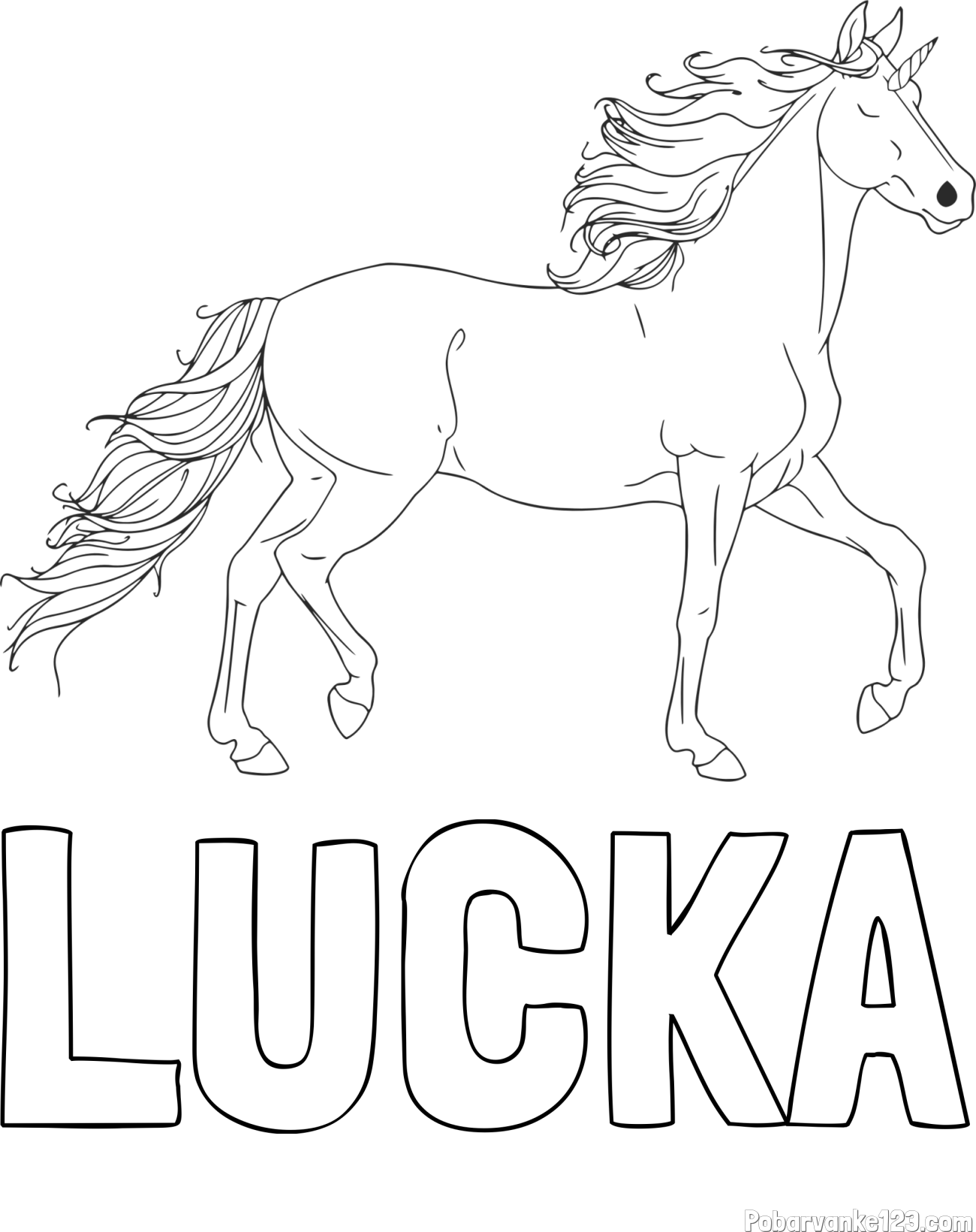Pobarvanka imena LUČKA in samorog