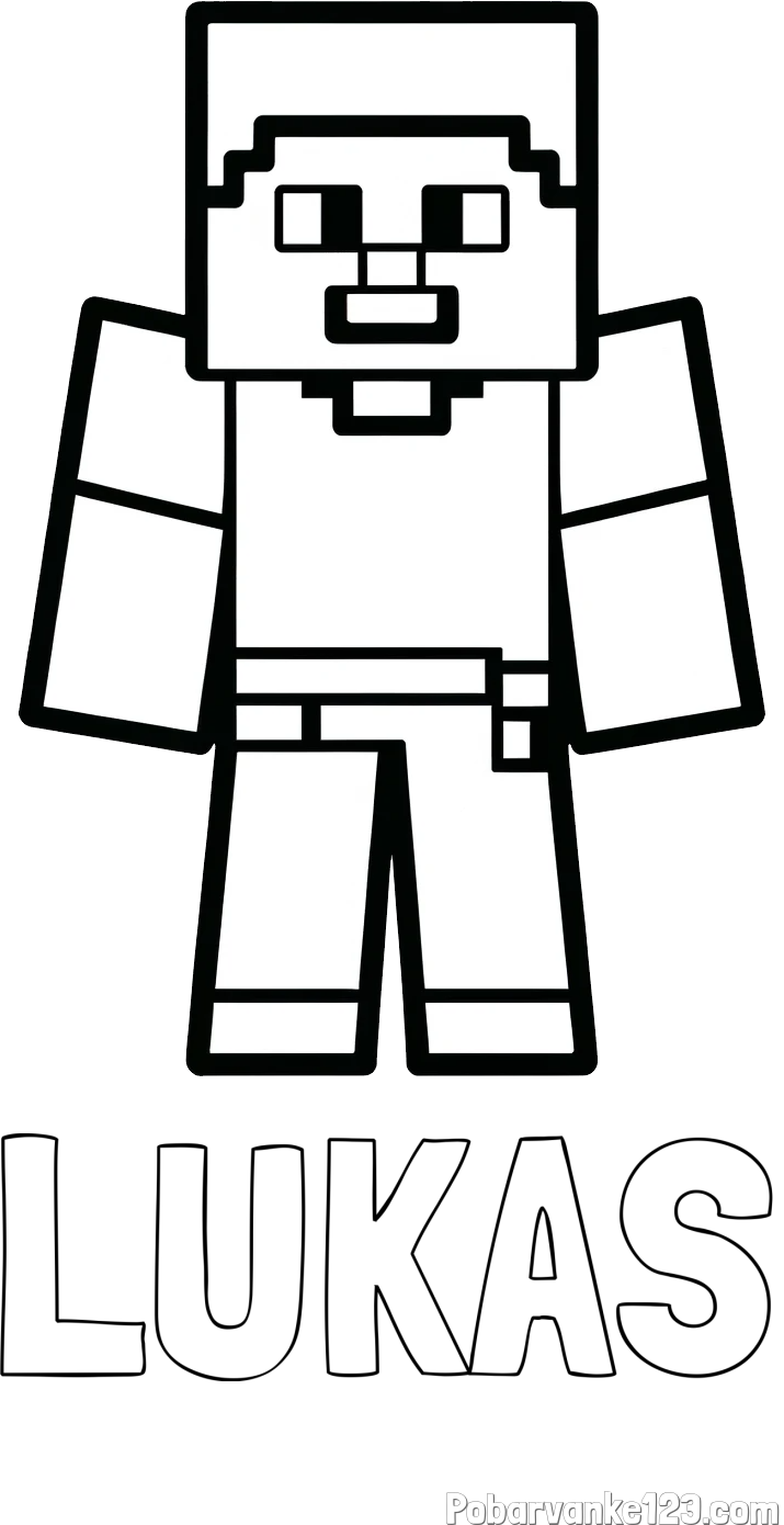 Pobarvanka imena LUKAS in pobarvanka Minecraft figurice