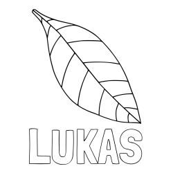Online izdelana pobarvanka - Pobarvanka imena LUKAS in pobarvanka preprostega lista