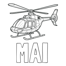 Online izdelana pobarvanka - Pobarvanka imena MAI in pobarvanka sodobnega helikopterja