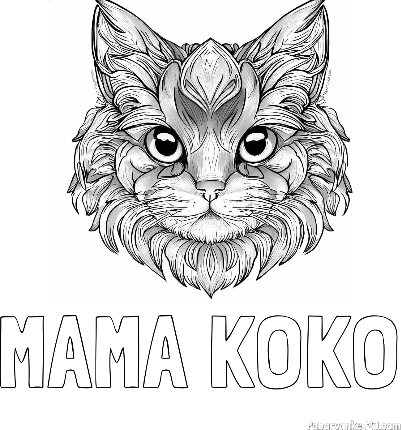Pobarvanka imena MAMA KOKO in pobarvanka mačke