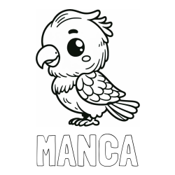Online izdelana pobarvanka - Pobarvanka imena MANCA in pobarvanka ljubkega papagaja