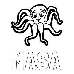 Online izdelana pobarvanka - Pobarvanka imena MAŠA in otroška pobarvanka nasmejane hobotnice