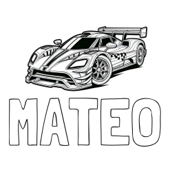 Online izdelana pobarvanka - Pobarvanka imena MATEO in pobarvanka modernega športnega avtomobila