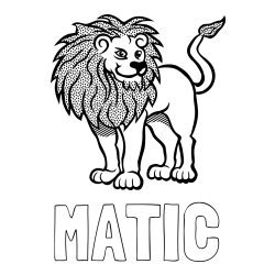 Online izdelana pobarvanka - Pobarvanka imena MATIC in pobarvanka nasmejanega leva