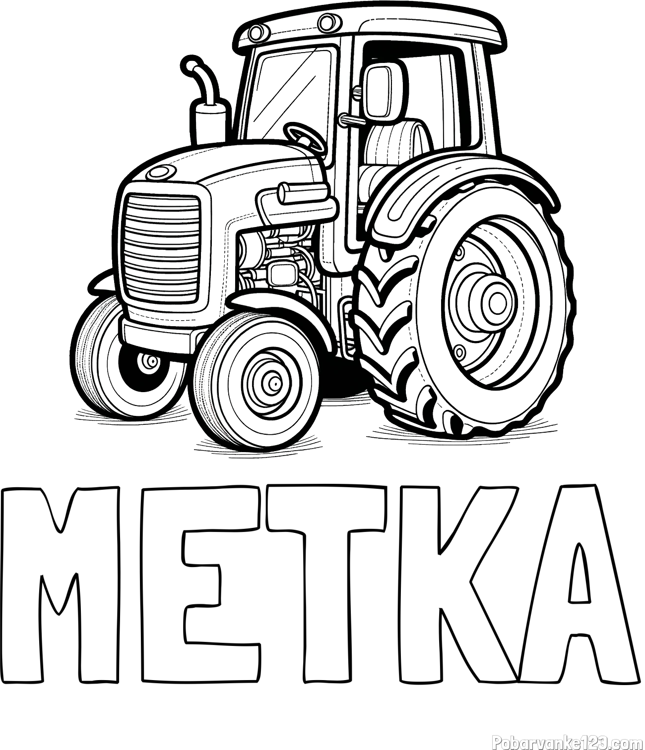 Pobarvanka imena METKA in pobarvanka starega, a lepega traktorja