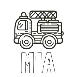 Online izdelana pobarvanka - Pobarvanka imena MIA in pobarvanka gasilski avto