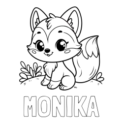 Online izdelana pobarvanka - Pobarvanka imena MONIKA in pobarvanka lisičke
