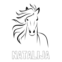 Online izdelana pobarvanka - Pobarvanka imena NATALIJA in lepa pobarvanka konja