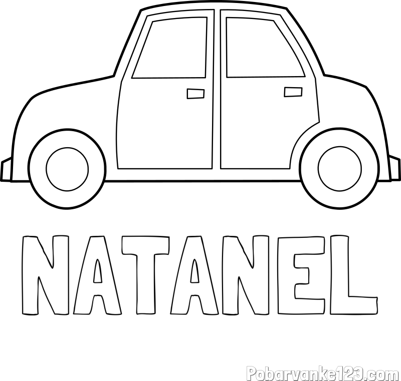 Pobarvanka imena NATANEL in pobarvanka avta