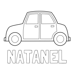 Online izdelana pobarvanka - Pobarvanka imena NATANEL in pobarvanka avta