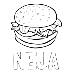 Online izdelana pobarvanka - Pobarvanka imena NEJA in pobarvanka hamburgerja
