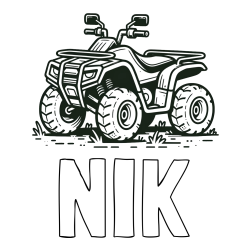 Online izdelana pobarvanka - Pobarvanka imena NIK in pobarvanka štirikolesnika