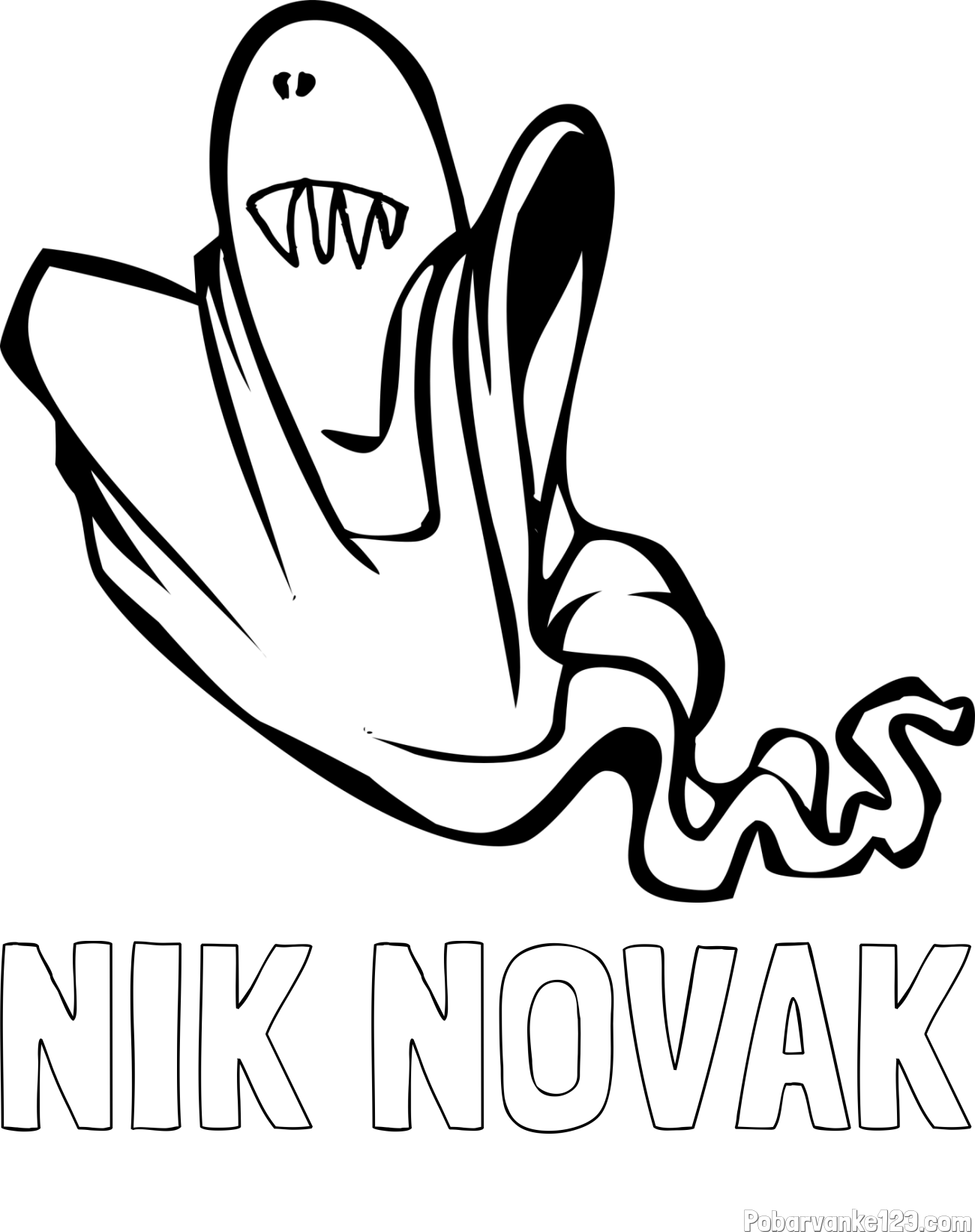 Pobarvanka imena NIK NOVAK in pobarvanka strašnega duhca