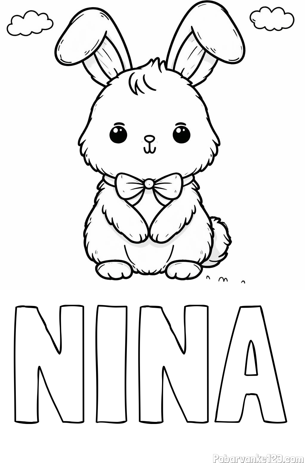 Pobarvanka imena NINA in pobarvanka prikupnega zajčka
