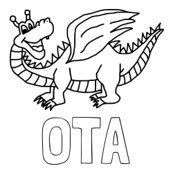 Online izdelana pobarvanka - Pobarvanka imena OTA in pobarvanka zmajčka