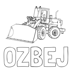 Online izdelana pobarvanka - Pobarvanka imena OŽBEJ in pobarvanka velikega bagra