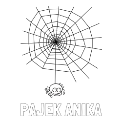 Online izdelana pobarvanka - Pobarvanka imena PAJEK ANIKA in pobarvanka pajkove mreže ter pajka
