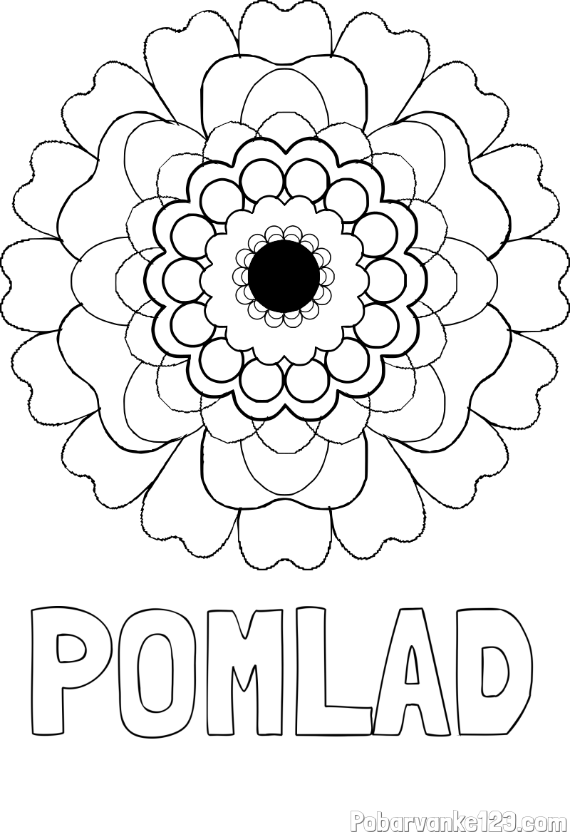 Pobarvanka imena POMLAD in pobarvanka rože