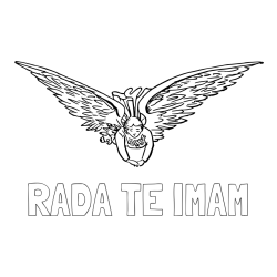 Online izdelana pobarvanka - Pobarvanka imena RADA TE IMAM in leteči angel