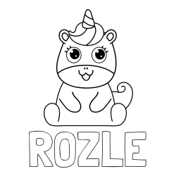 Pobarvanka imena ROŽLE in pobarvanka čudovitega samoroga Unicorn