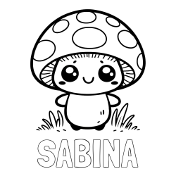 Online izdelana pobarvanka - Pobarvanka imena SABINA in otroška pobarvanka gobe