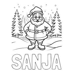 Online izdelana pobarvanka - Pobarvanka imena SANJA in pobarvanka Božička v gozdu