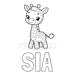 Online izdelana pobarvanka - Pobarvanka imena SIA in pobarvanka žirafe