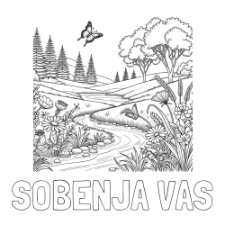 Online izdelana pobarvanka - Pobarvanka imena SOBENJA VAS in pobarvanka cvetoče narave