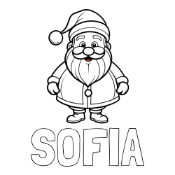 Online izdelana pobarvanka - Pobarvanka imena SOFIA in otroška pobarvanka prikupnega Božička