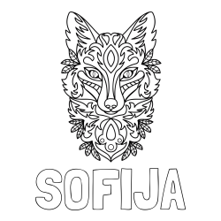 Online izdelana pobarvanka - Pobarvanka imena SOFIJA in pobarvanka volka - mandale