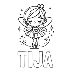 Online izdelana pobarvanka - Pobarvanka imena TIJA in otroška pobarvanka čarobne vile
