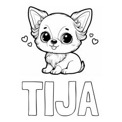 Online izdelana pobarvanka - Pobarvanka imena TIJA in pobarvanka čivave